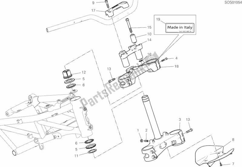 All parts for the 21b - Steering Head Base Assembly of the Ducati Multistrada 1260 S Pikes Peak 2020